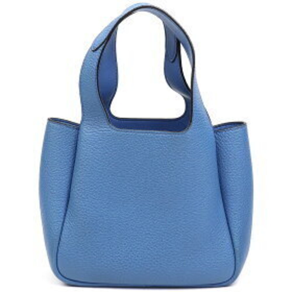 Prada calf leather handbag metal logo triangle stitching Blue tote bag - Picture 3 of 7